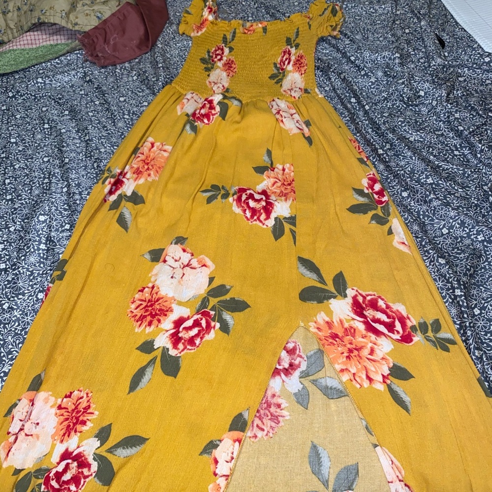 Off the shoulder, maxi dress, with split